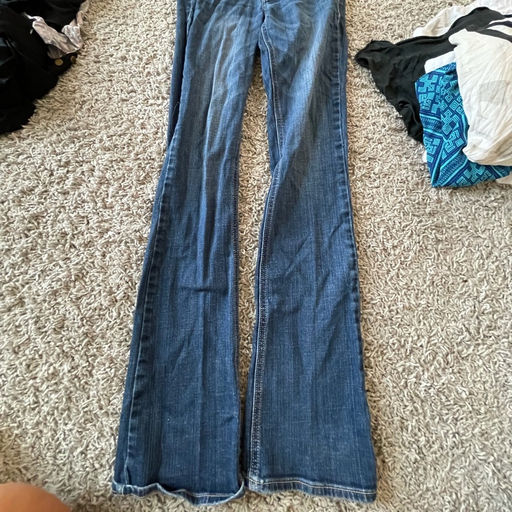 Hollister bootcut size three dark wash.
